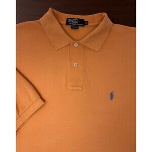 Polo Ralph Lauren Men's Polo Shirt Orange‎ Blue Pony Logo Size XL Classic Fit